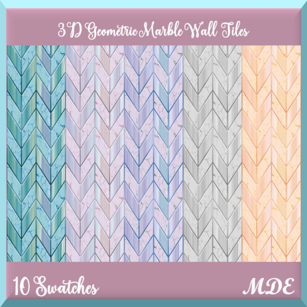 Mix 3D Geometric Marble Wall Floor Tiles by simsfinds - The Sims 4 Custom Content