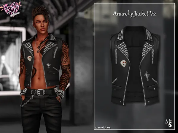 Alpha Anarchy Leather Jacket v2 by wisteriasims - The Sims 4 Custom Content