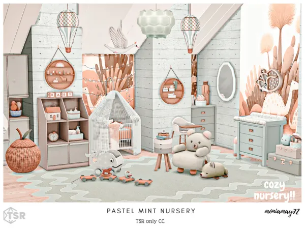 Alpha Pastel Mint Nursery by moniamay72 - The Sims 4 Custom Content