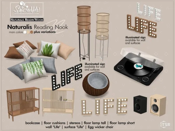 Alpha Naturalis Reading Nook by simcredible - The Sims 4 Custom Content