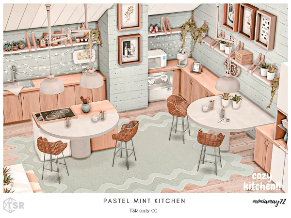Alpha Pastel Mint Kitchen - The Sims 4 Custom Content