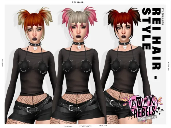 Mix Punk Rebels Rei Hairstyle by thesimsresource - The Sims 4 Custom Content