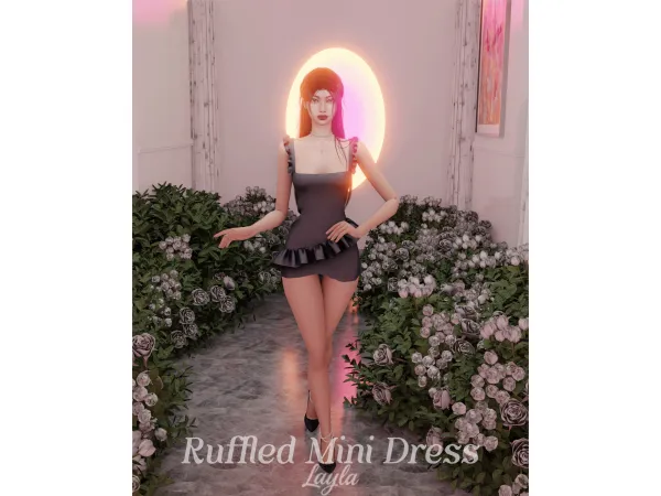 Alpha curseforge Ruffled Mini Dress (L030) - The Sims 4 Custom Content