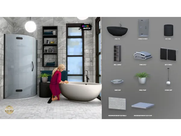 Maxis Match Modern Bathroom Part 2 by modcollective - The Sims 4 Custom Content