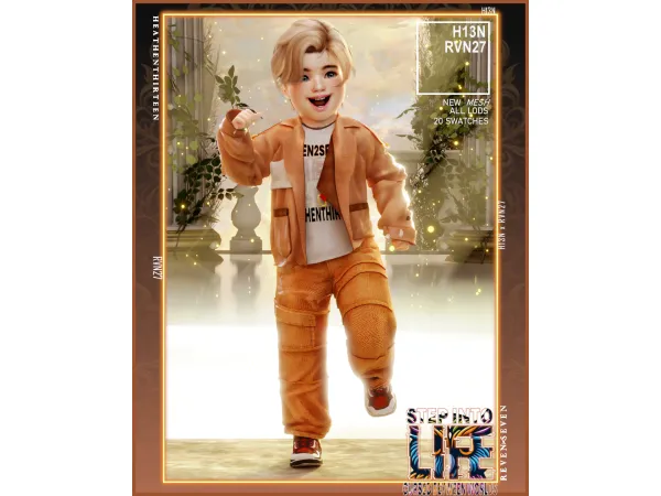 Alpha Toddler's Leather Trench Jacket and Graphic Shirt by heathenthirteen - The Sims 4 Custom Content