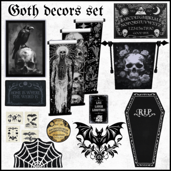 Alpha Goth Decors Set by simsfinds - The Sims 4 Custom Content