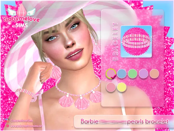 Alpha Barbie pearls bracelet [HQ compatible] by gabymelovesims - The Sims 4 Custom Content