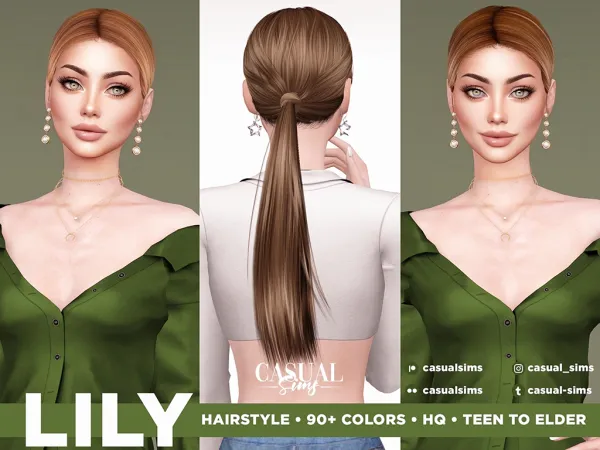 Alpha Lily Hairstyle Version without strands - The Sims 4 Custom Content