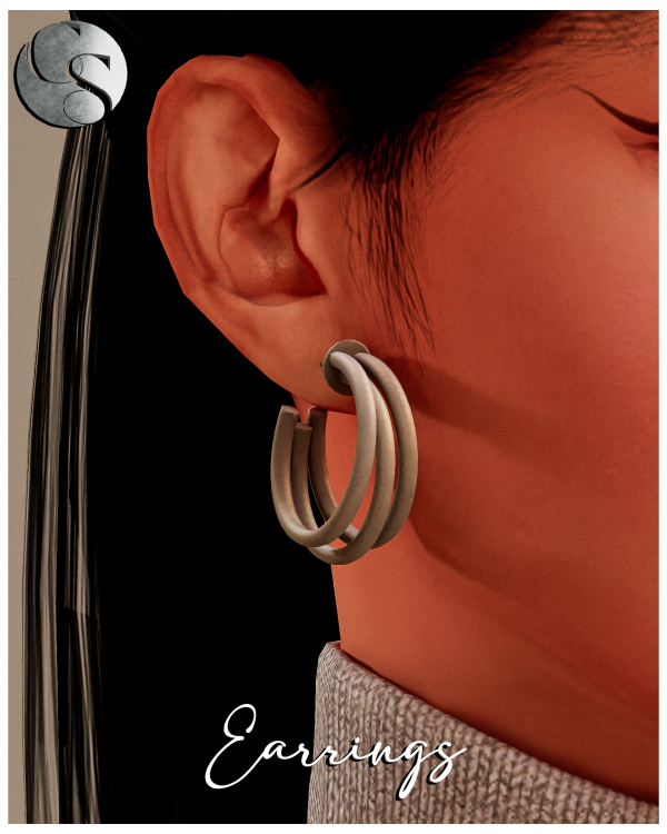 Alpha [CAMUFLAJE] Shadow Line Collection Earrings by simsfinds - The Sims 4 Custom Content