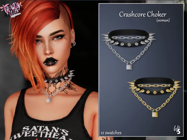 Alpha Crashcore Choker AF by wisteriasims - The Sims 4 Custom Content
