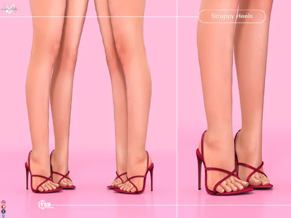 Alpha Strappy Heels S558 by mermalade - The Sims 4 Custom Content