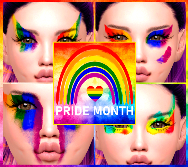 Alpha Pride Month EyeShadow by simsfinds - The Sims 4 Custom Content