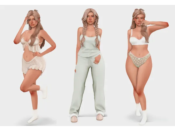 cozy pajamas | sims 4 lookbook by boujeesimss