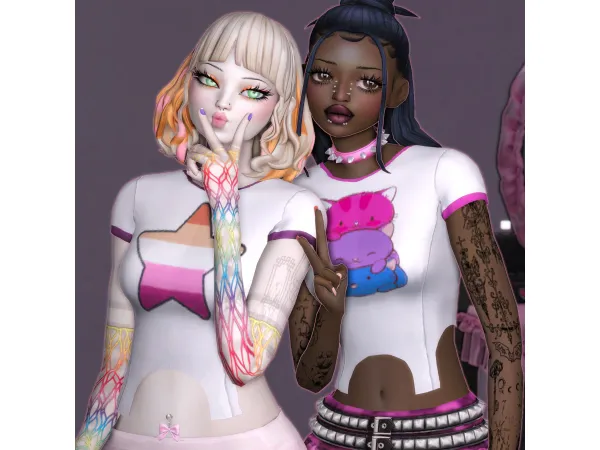 Maxis Match Pride corset Tee by atomiclight - The Sims 4 Custom Content