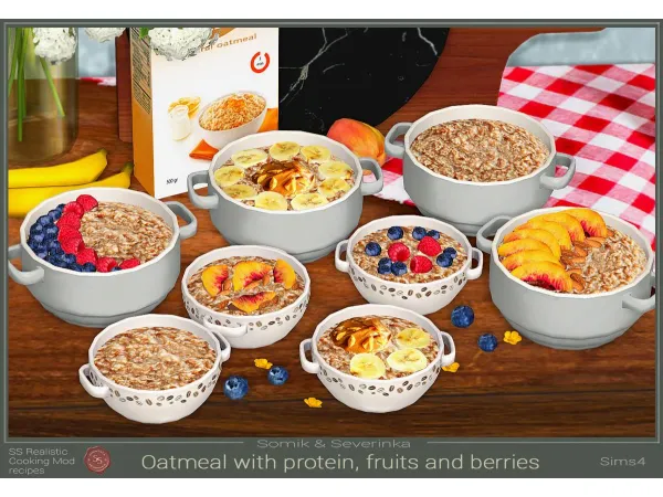 Alpha Oatmeal with fruits berries and protein by Somik_Severinka - The Sims 4 Custom Content