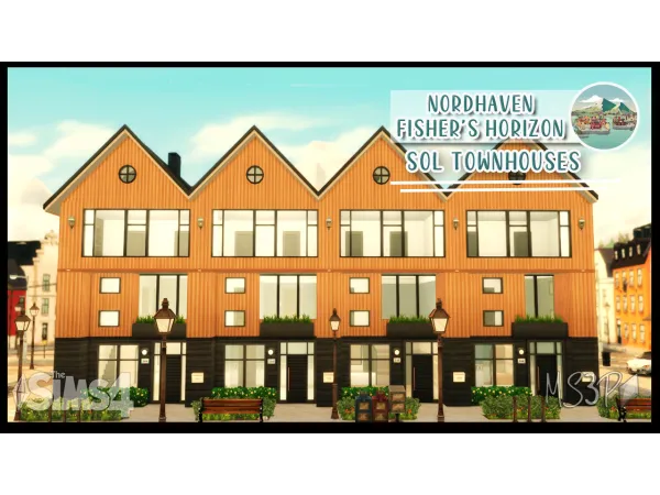 Maxis Match Sol Townhouses Nordhaven by simsfinds - The Sims 4 Custom Content