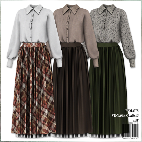 Alpha Female Vintage Classic Set by simsfinds - The Sims 4 Custom Content