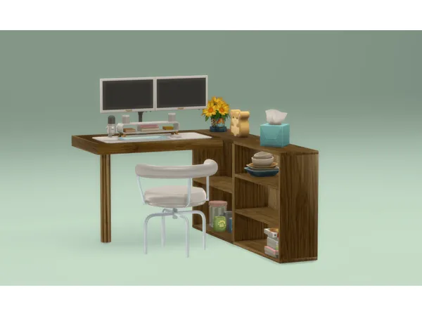 Alpha Le Corbusier LC16 Desk and Bookcase by simsfinds - The Sims 4 Custom Content