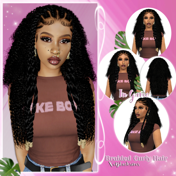 Alpha Braided Curly Hair by simsfinds - The Sims 4 Custom Content