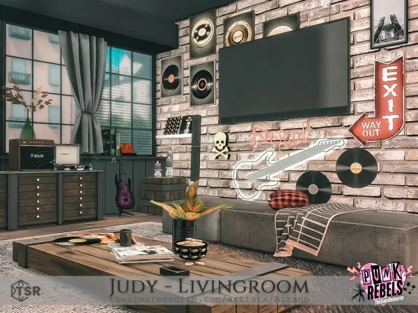 Alpha Punk Rebels Judy Livingroom - The Sims 4 Custom Content