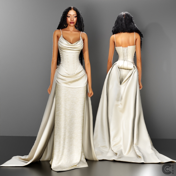 Alpha Elegant Gown with Corset Waist and Flowing Train cool_content_star by cool_content_star - The Sims 4 Custom Content