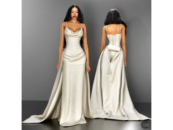 Alpha Elegant Gown with Corset Waist and Flowing Train cool_content_star - The Sims 4 custom content