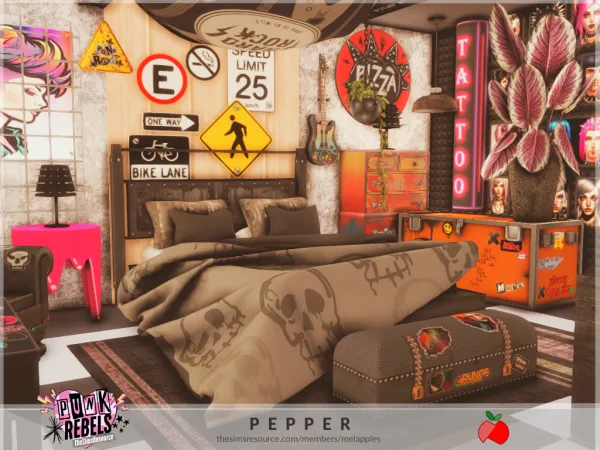 Mix Punk Rebels Pepper bedroom by melanieapples - The Sims 4 Custom Content