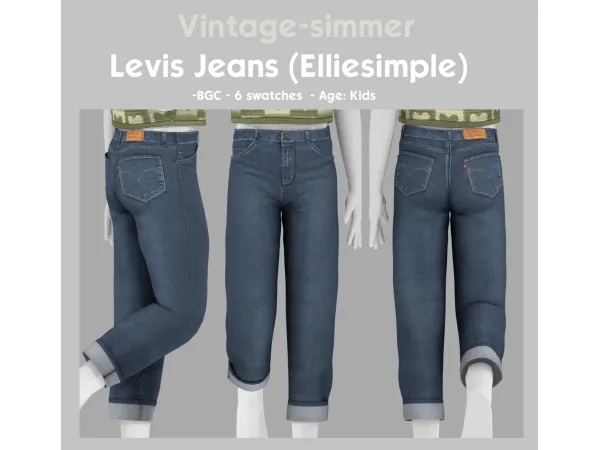 Alpha Vest Jeans for Kids simmer by vintage - The Sims 4 Custom Content