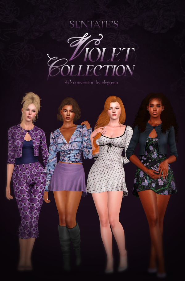 4t3 elvgreen sentate violet collection by simsfinds - The Sims 3 Custom Content