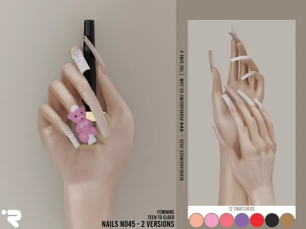 Alpha AF NAILS N045 V1 by redheadsims - The Sims 4 Custom Content