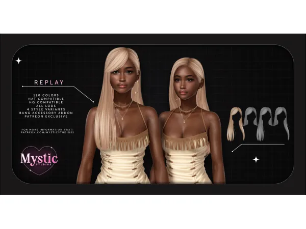 Alpha Replay Hair (Fan) by Mystic Studios - The Sims 4 Custom Content