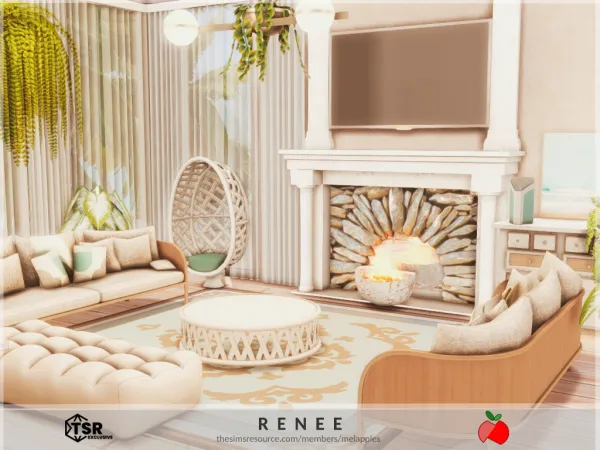 Mix Renee living room by melanieapples - The Sims 4 Custom Content