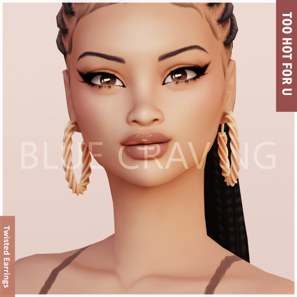Alpha Blue Craving Twisted Earrings by bluecraving - The Sims 4 Custom Content