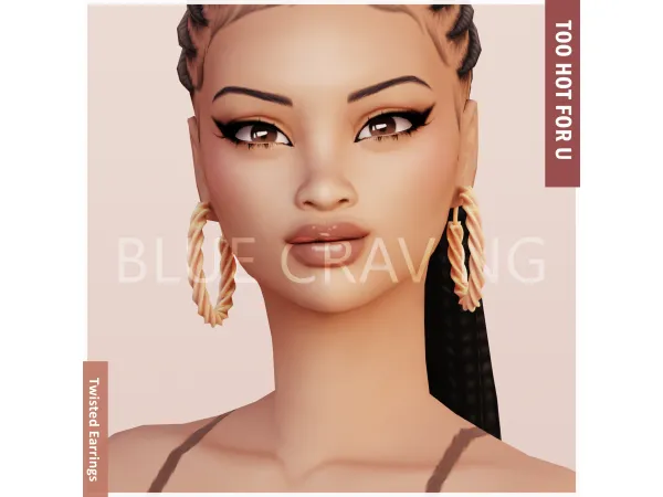 Alpha Blue Craving Twisted Earrings - The Sims 4 Custom Content