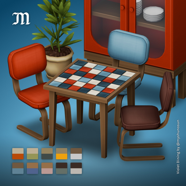 Maxis Match Violet Dining Stuff by simsfinds - The Sims 4 Custom Content