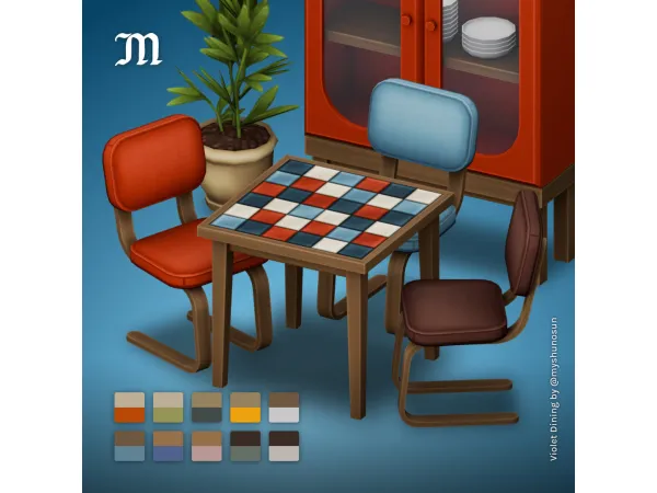 Maxis Match Violet Dining Stuff by myshunosun - The Sims 4 Custom Content