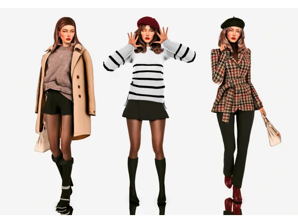 Alpha Autumn looks with a little French touch by wannabe - The Sims 4 Custom Content