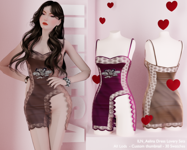 Alpha ILN Aelina Dress by ilenes4 - The Sims 4 Custom Content