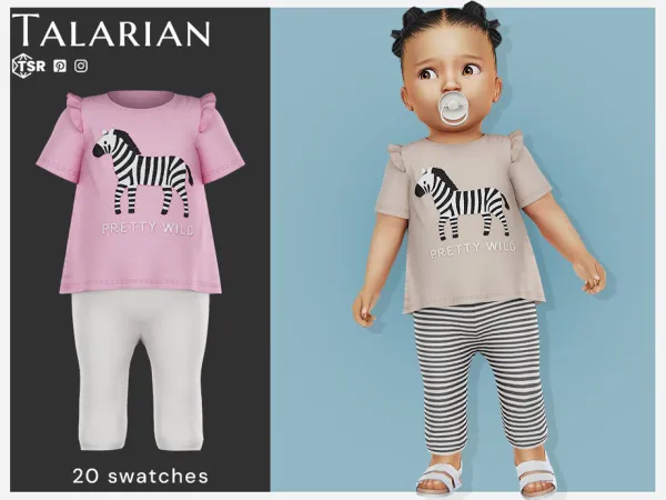 Maxis Match Sophia Tshirt With Leggings (Infant) by talarian - The Sims 4 Custom Content