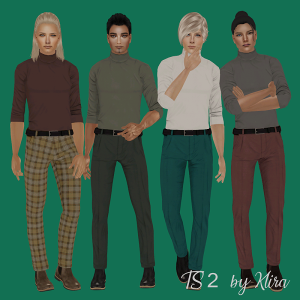 Straight pants with Turtleneck Chelsea boots by simsfinds - The Sims 2 Custom Content