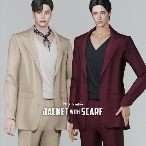 Alpha [KK] Jacket with scarf by simsfinds - The Sims 4 Custom Content