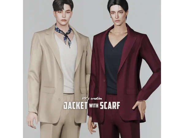 Alpha [KK] Jacket with scarf by KK_creations - The Sims 4 Custom Content