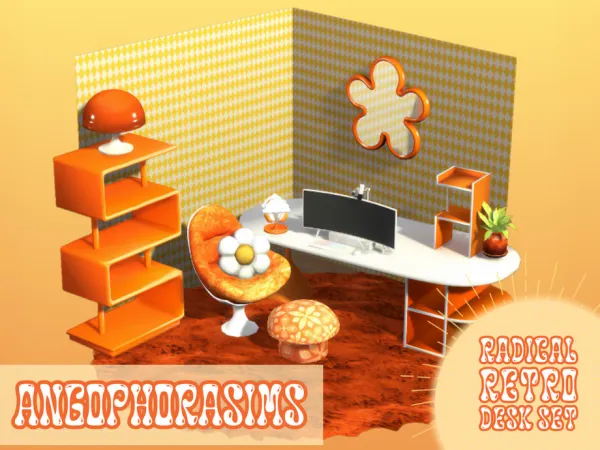 Maxis Match Radical Retro Desk Set by thesimsresource - The Sims 4 Custom Content
