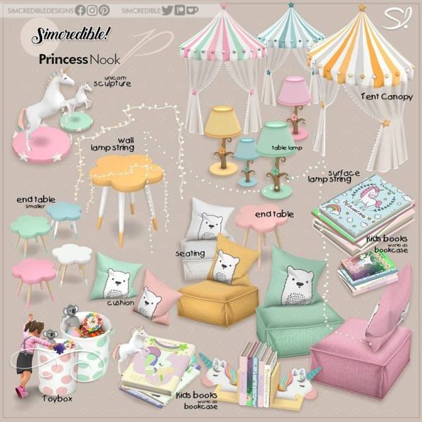 Alpha Princess Nook by simcredible - The Sims 4 Custom Content