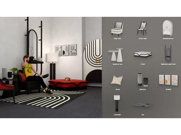 Maxis Match Curves Modern Bedroom Part 2 by modcollective - The Sims 4 Custom Content