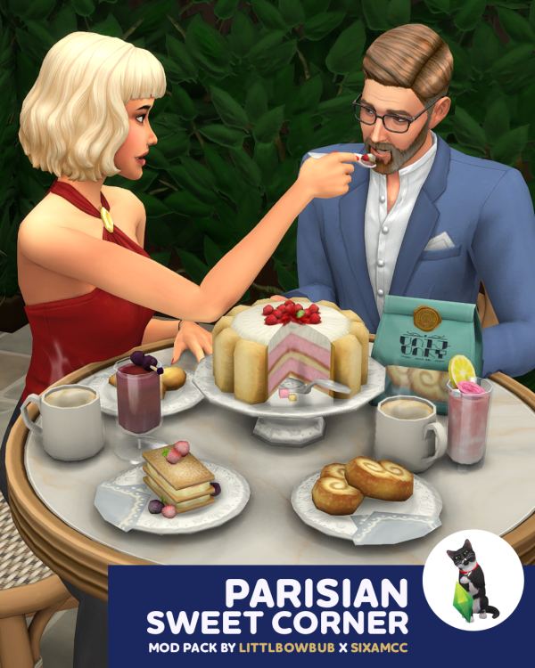 Maxis Match Parisian Sweet Corner by simsfinds - The Sims 4 Custom Content