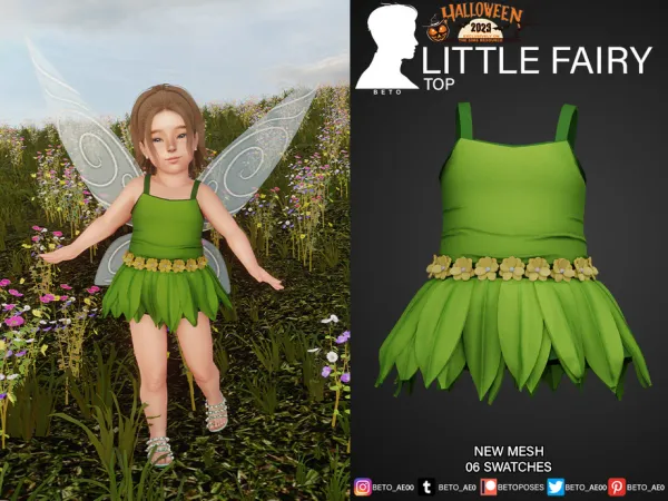 Alpha Little Fairy Top by thesimsresource - The Sims 4 Custom Content