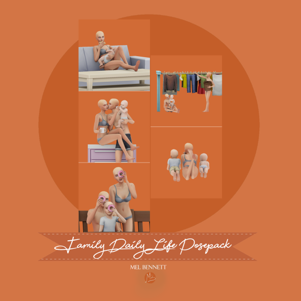 Mix Family Daily Life Posepack by melbennett - The Sims 4 Custom Content