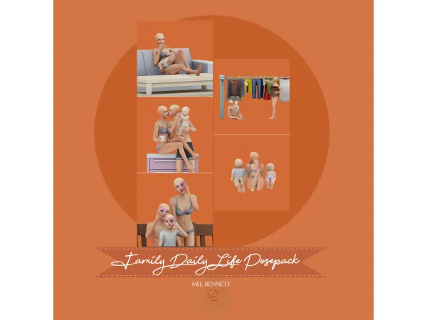 Mix Family Daily Life Posepack - The Sims 4 Custom Content