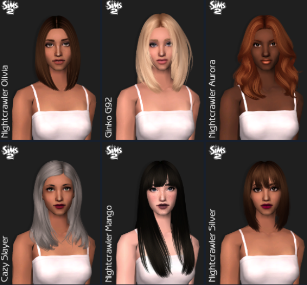 Variety of Hair Retextures by simsfinds - The Sims 2 Custom Content